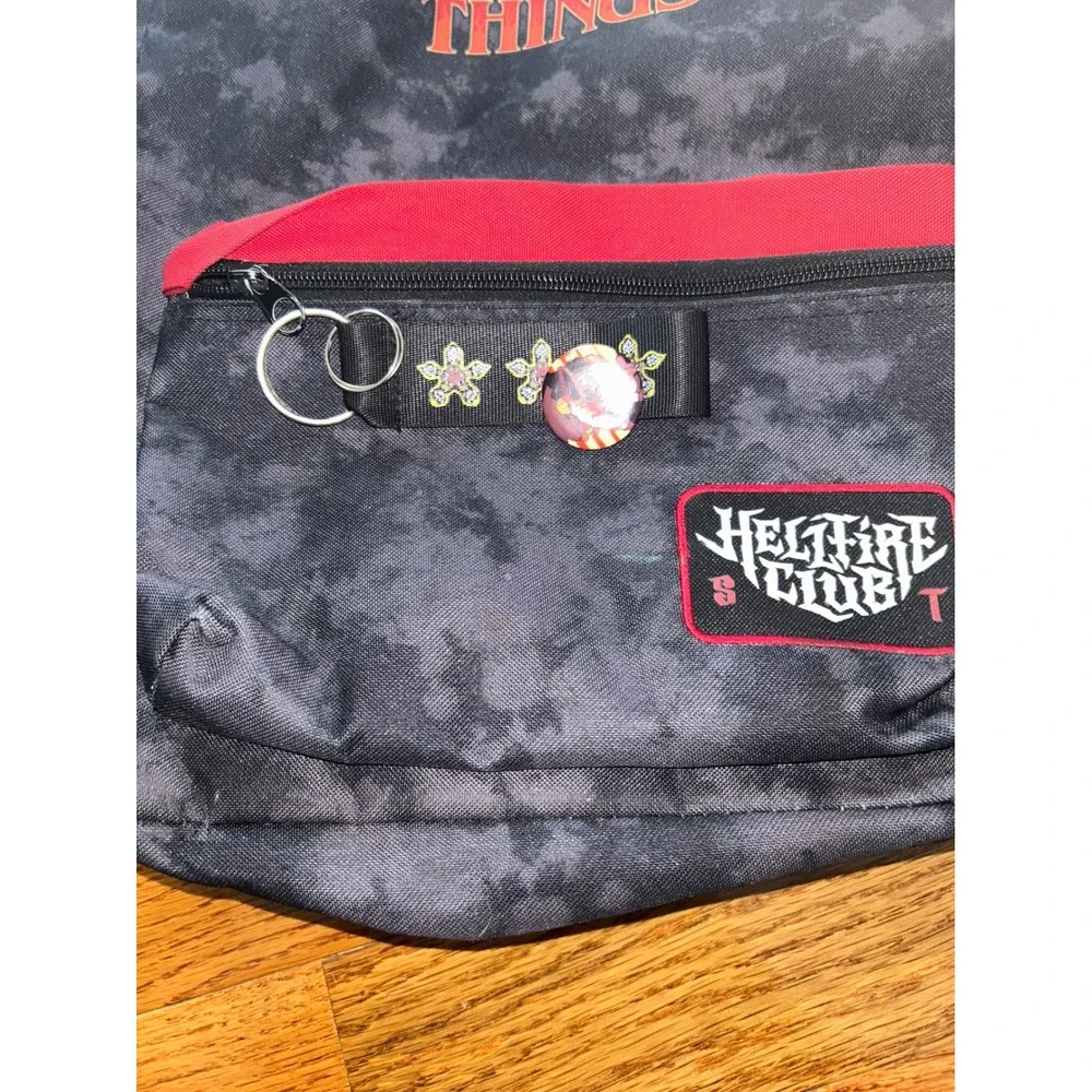 Bioworld Stranger Things Hellfire Club Backpack Grey Red Acid Wash